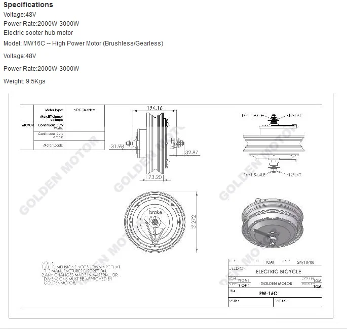 48v 1.5 KW Scooter Hub Motor - Image 3