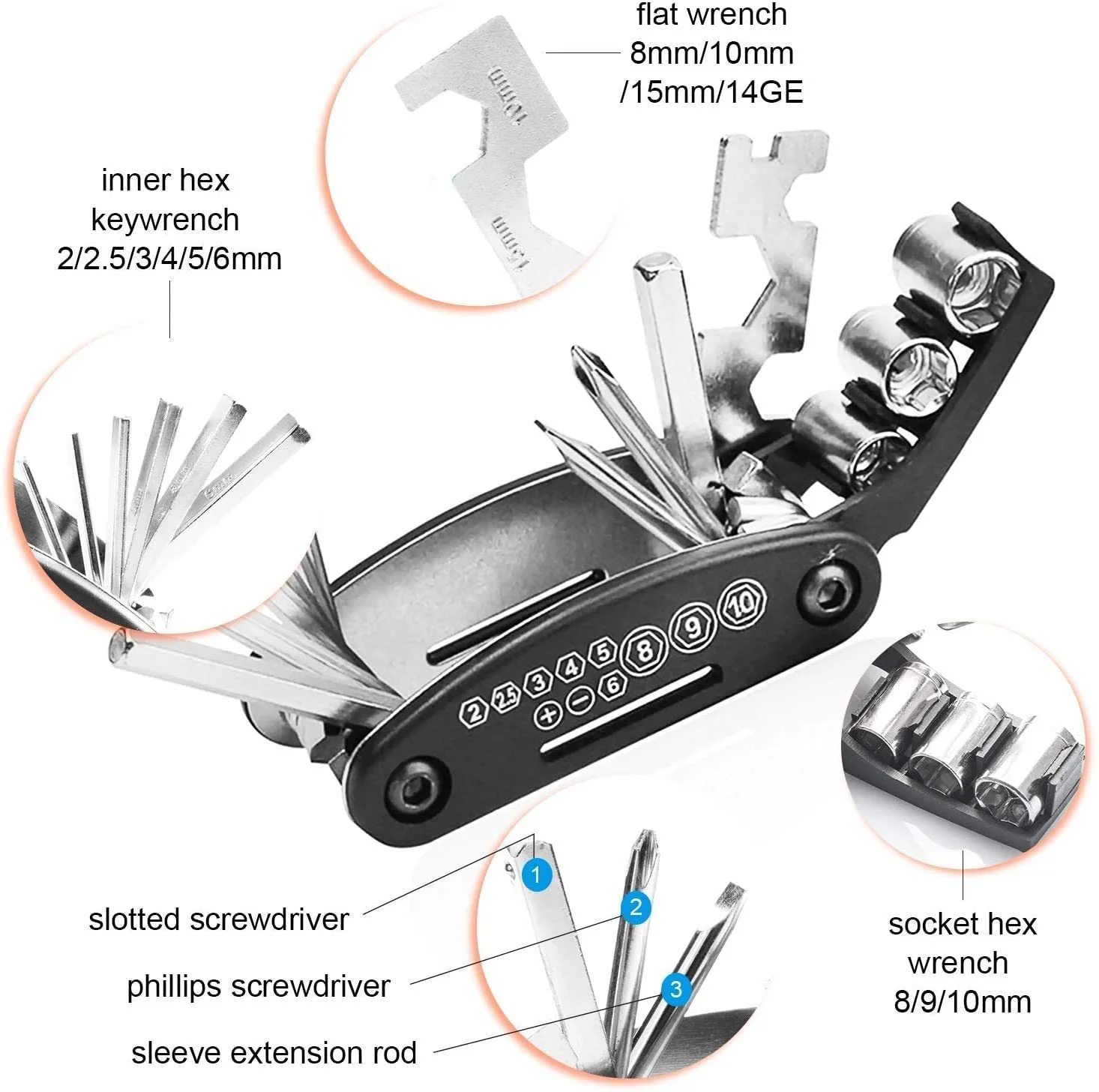 Bicycle Repair Tool Set 16 in 1 - Image 2